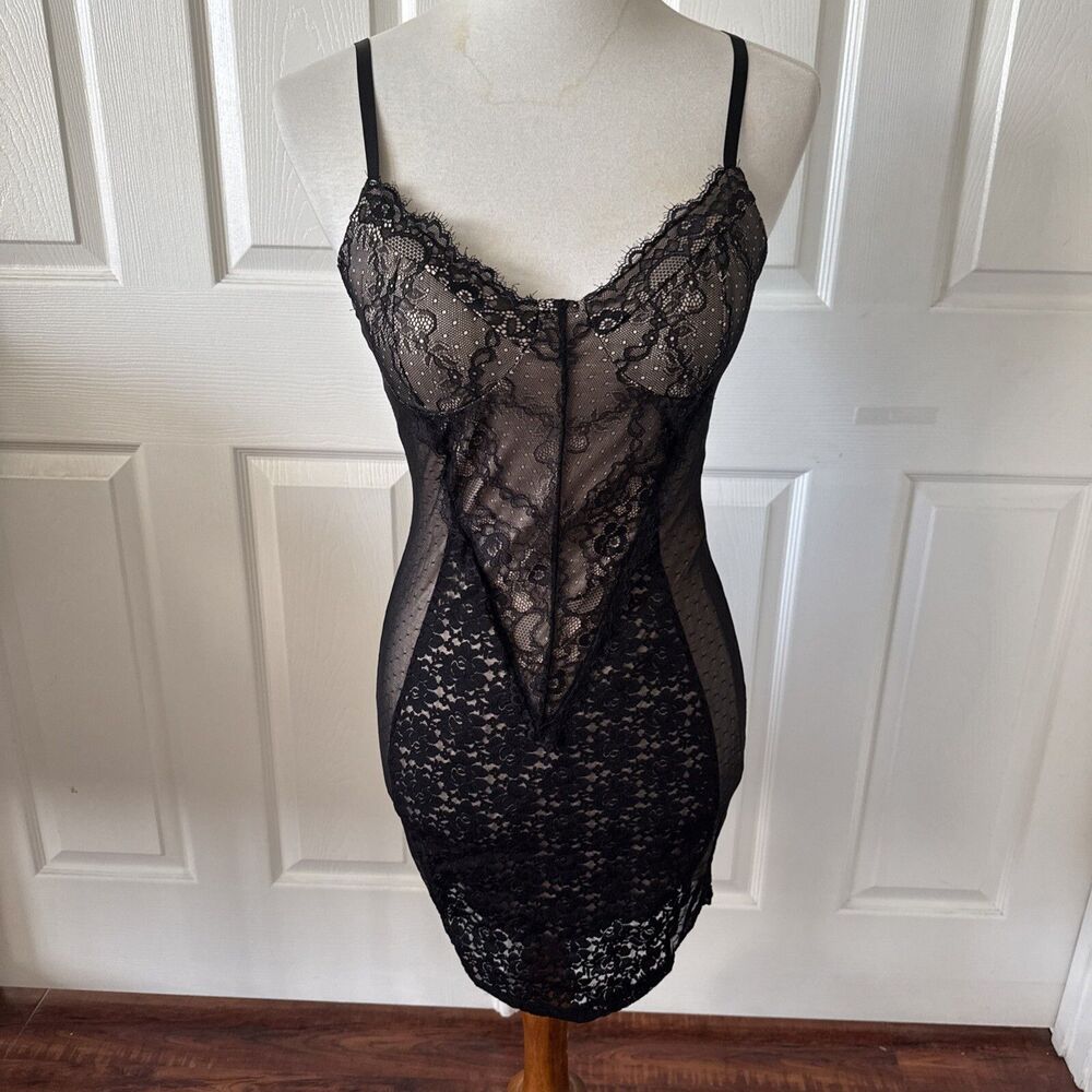 Privy Lace Lingerie Style Slip Dress Womens Small Black Body Con Y2K
